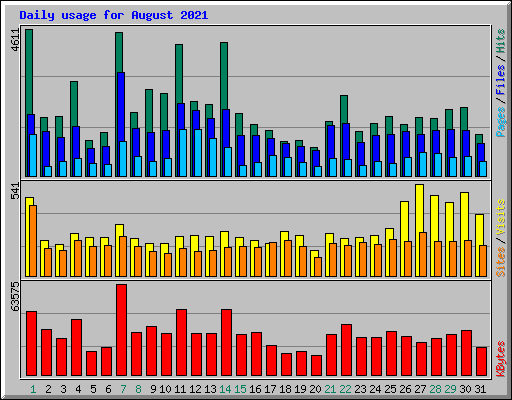 Daily usage for August 2021