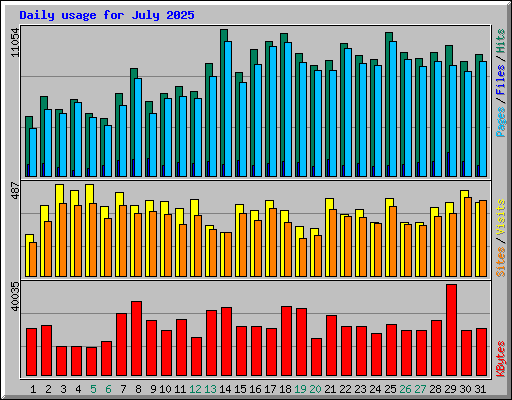Daily usage for July 2025