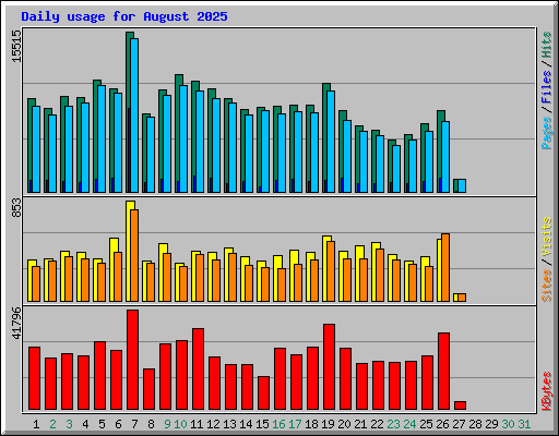 Daily usage for August 2025